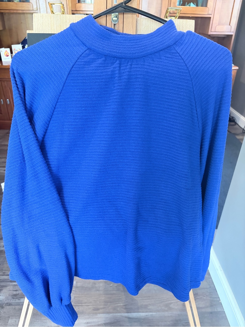 Royal Blue Women's Ribbed Long-Sleeve Top